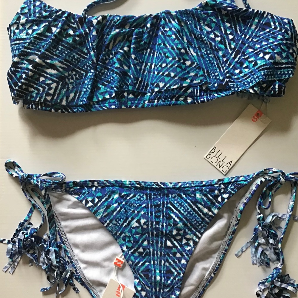 Billabong Bikini Set Top and Bottom Size Medium Mozambique Blue NWT